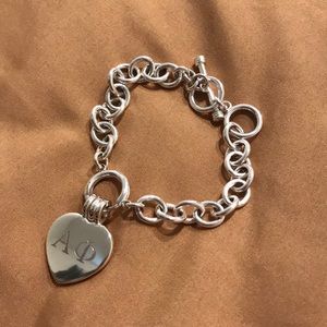 Silver Alpha Phi engraved bracelet